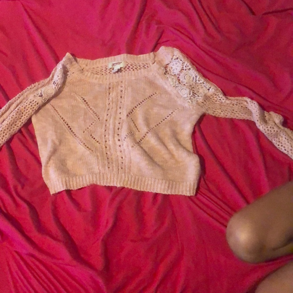 Pink lace crop top